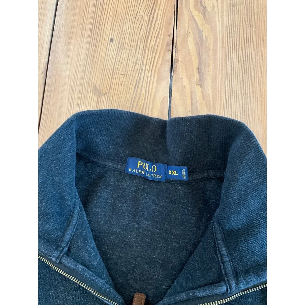 Polo Ralph Lauren Mens XXL Quarter Zip Pullover Sweater Charcoal Grey Heather